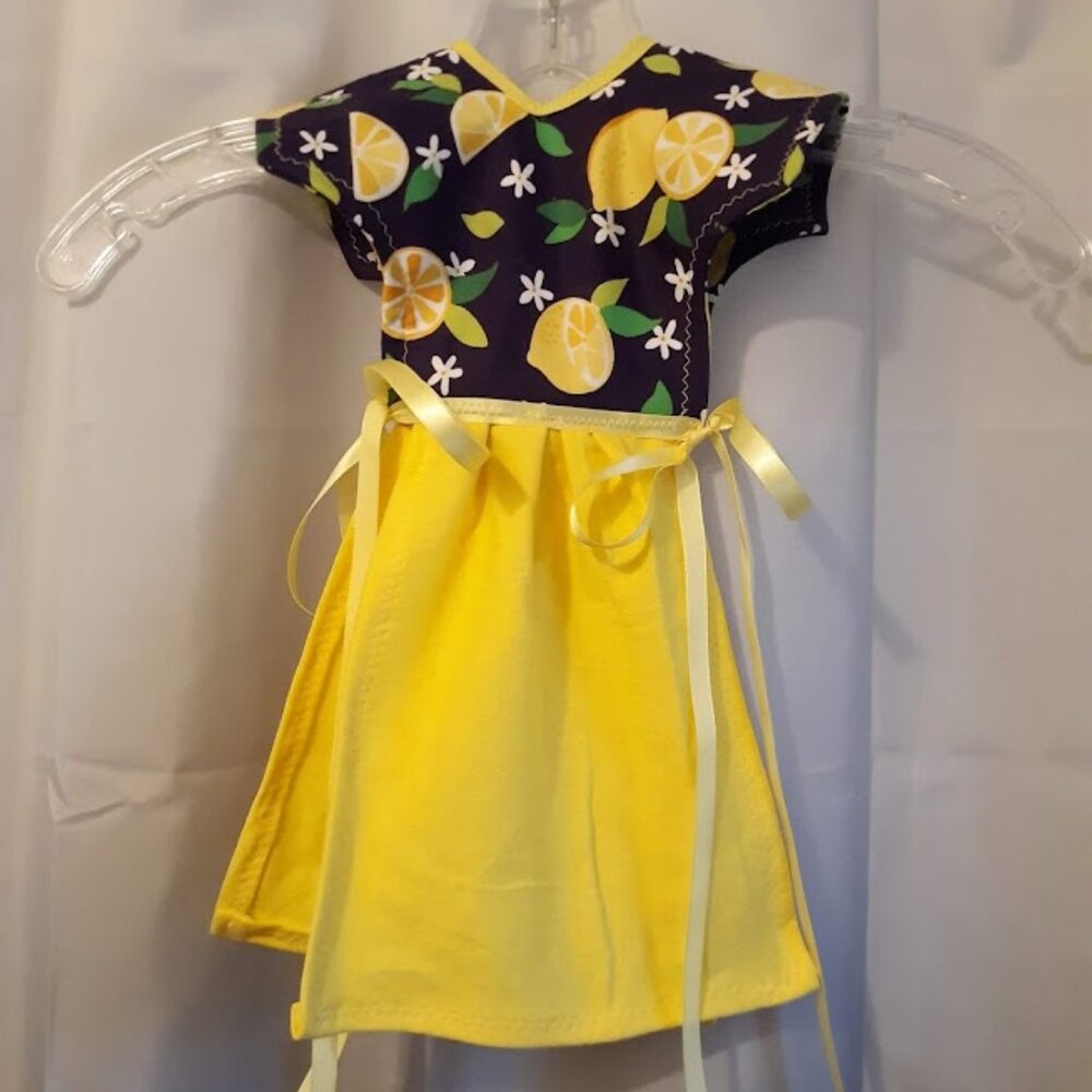 Dress Tea Towel for Oven Stove handle Lemon theme Hand-crafted Yellow Purple  pe